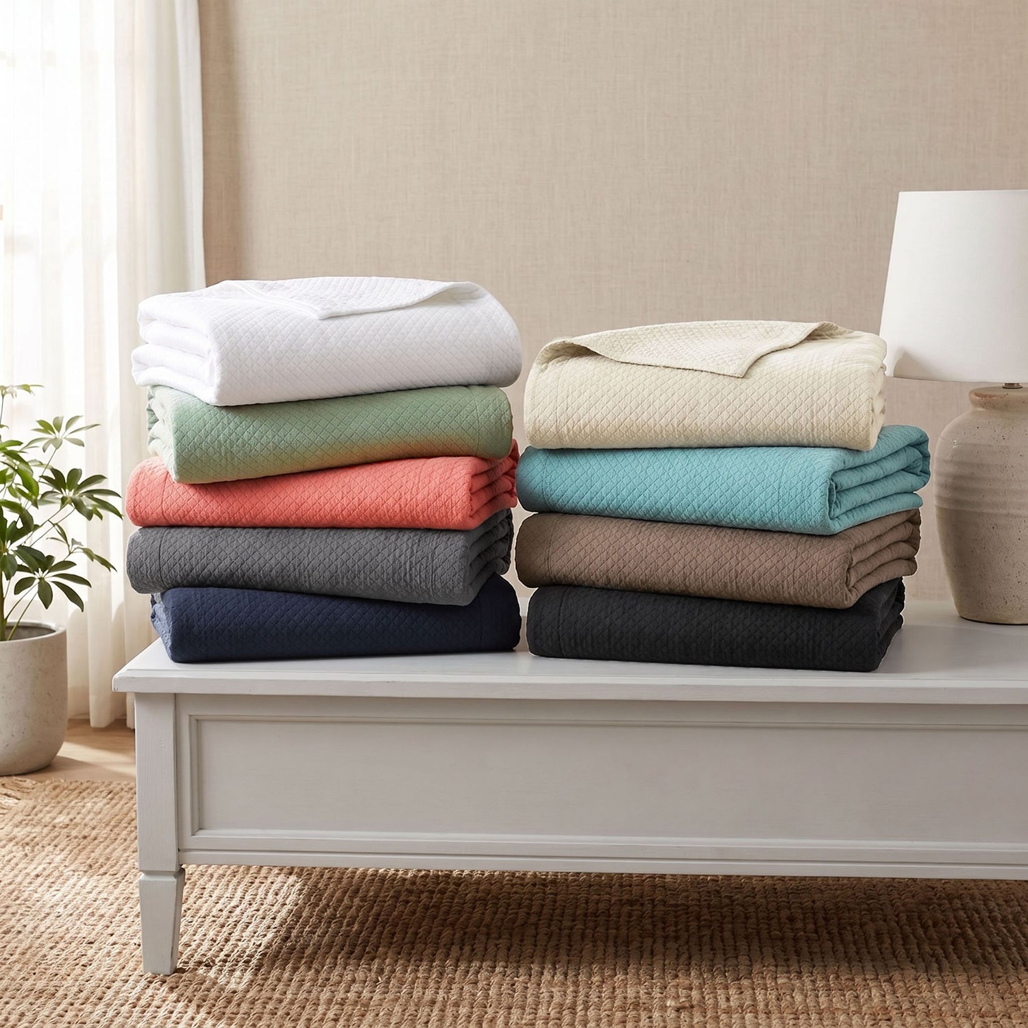 SUPERIOR® Solitaire Diamond Matelasse Geometric 3-pc. Jacquard Easy Care Bedspread Set