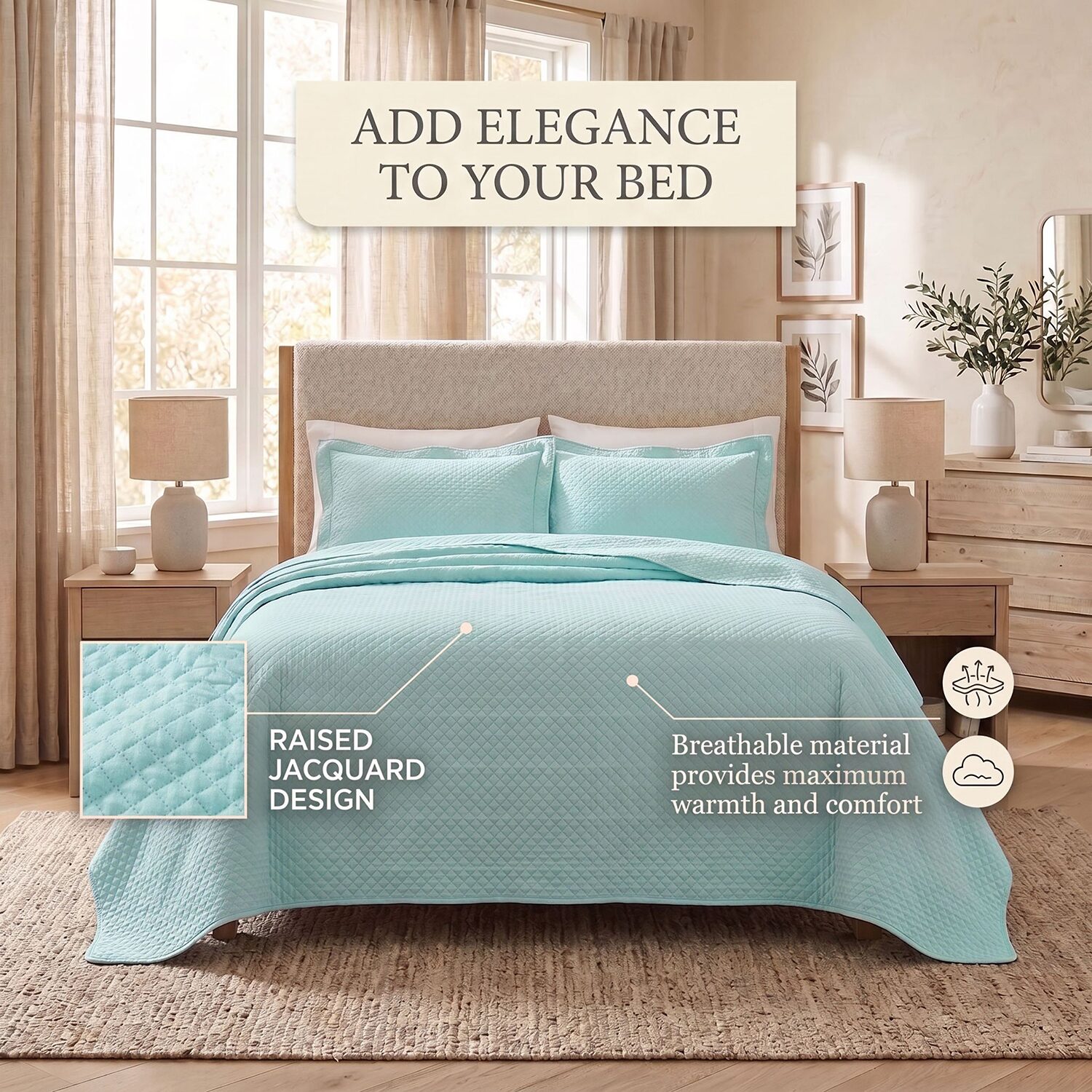 SUPERIOR® Solitaire Diamond Matelasse Geometric Jacquard Bedspread