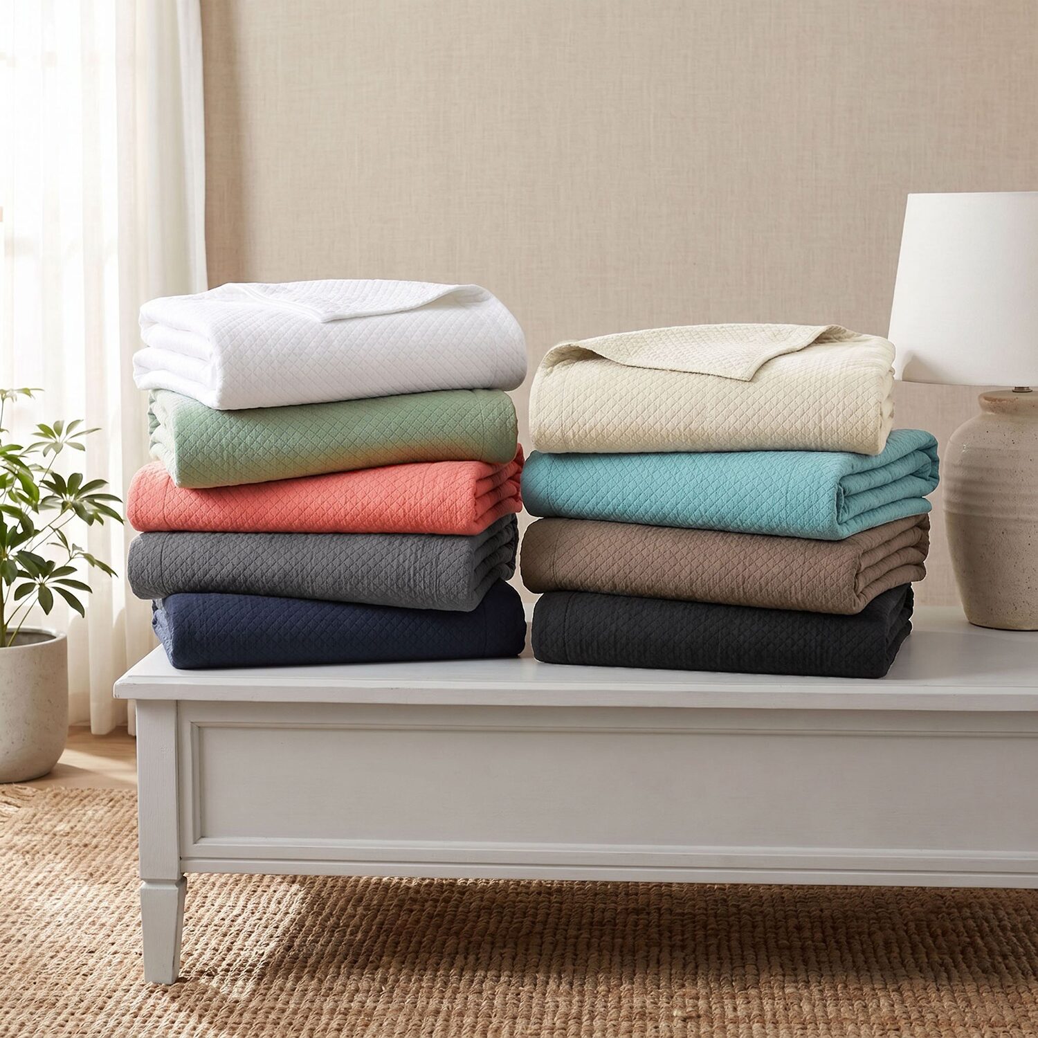 SUPERIOR® Solitaire Diamond Matelasse Geometric Jacquard Bedspread