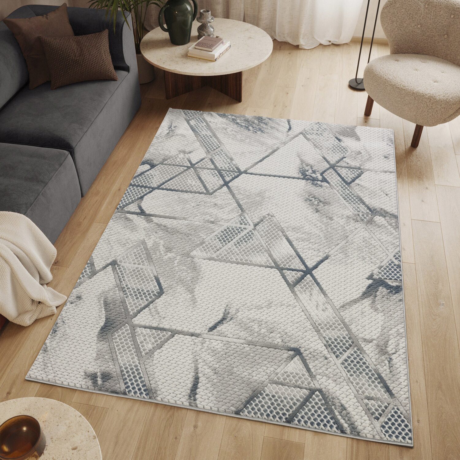 DANTE HOME DECOR Radiant Marble And Stripes 3d Look Geometric Indoor Rectangular Area Rug