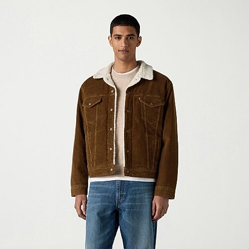 Levi 's Mens Sherpa Trucker Jacket In Brown