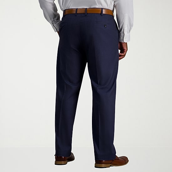 Haggar JMH Premium Stretch Mens Big and Tall Stretch Fabric Modern Fit Windowpane Flat Front Suit Pant