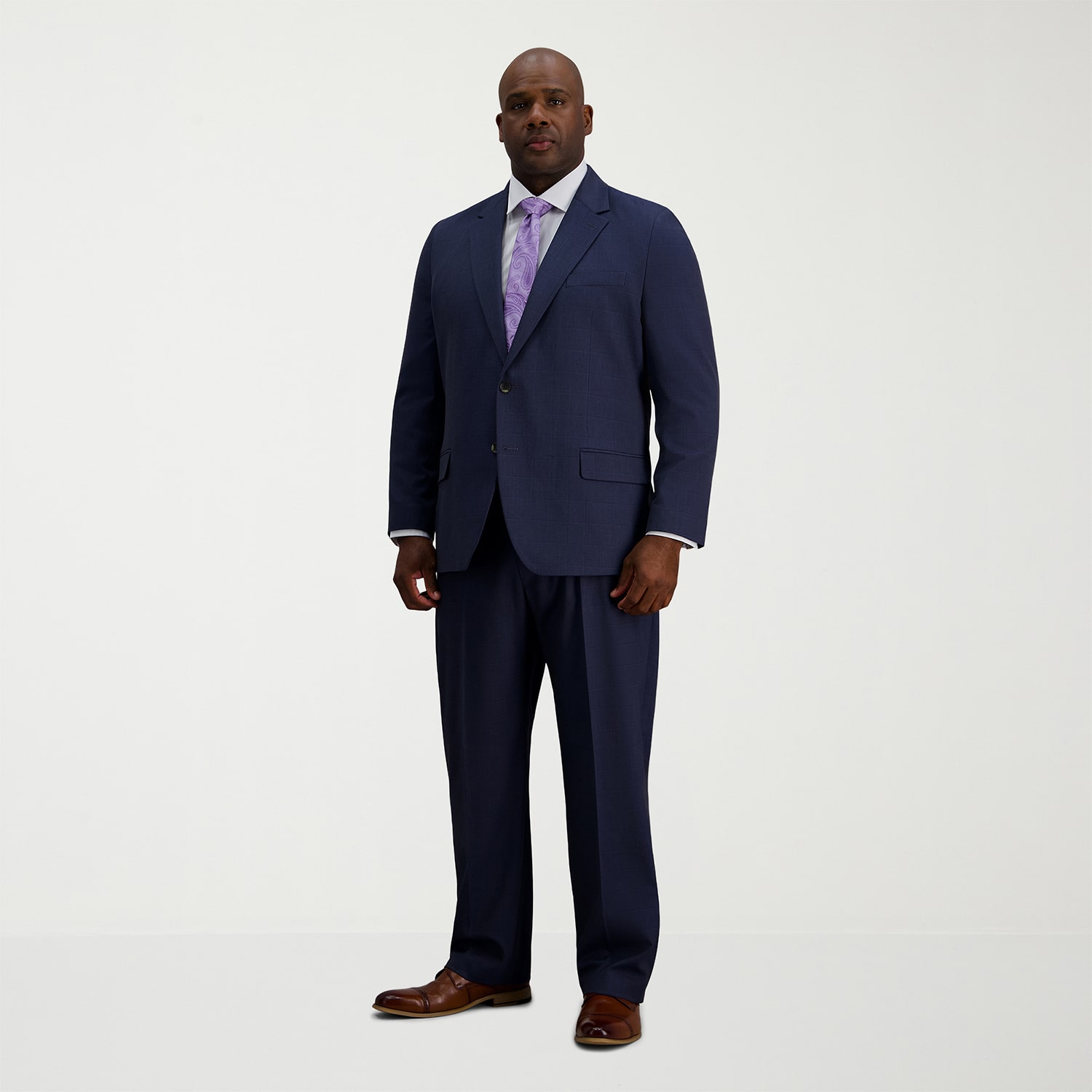 Haggar JMH Premium Stretch Mens Big and Tall Modern Fit Windowpane Suit Jacket