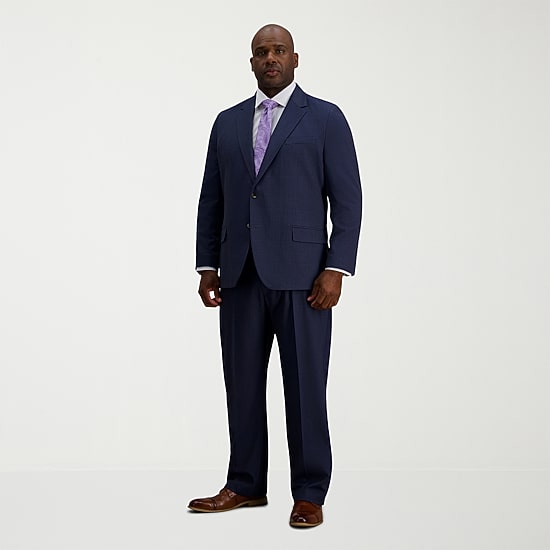 Haggar JMH Premium Stretch Mens Big and Tall Modern Fit Windowpane Suit Jacket