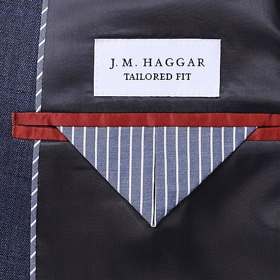 Haggar JMH Premium Stretch Mens Big and Tall Modern Fit Windowpane Suit Jacket