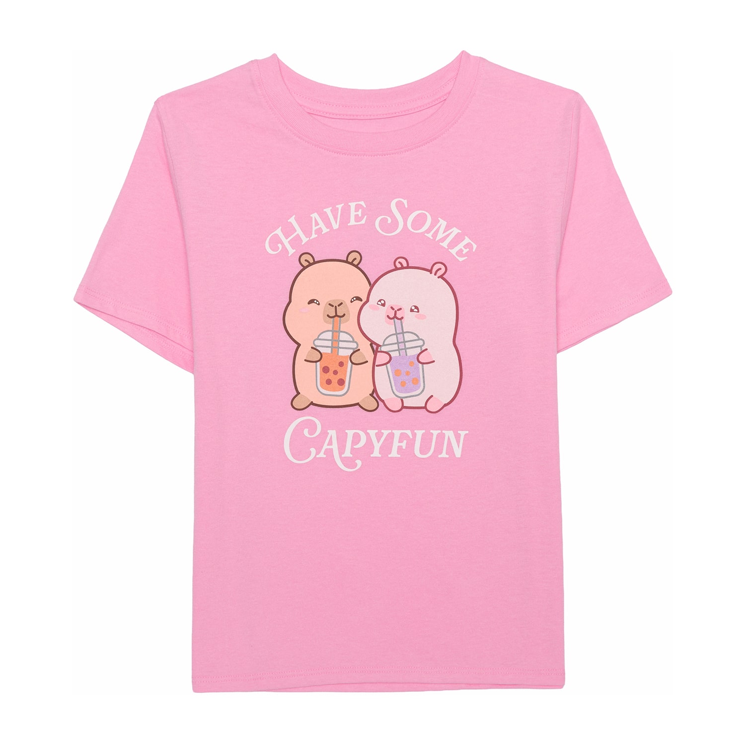 Capyfun Little & Big Kid Girls Crew Neck Short Sleeve Regular Fit Graphic T-Shirt