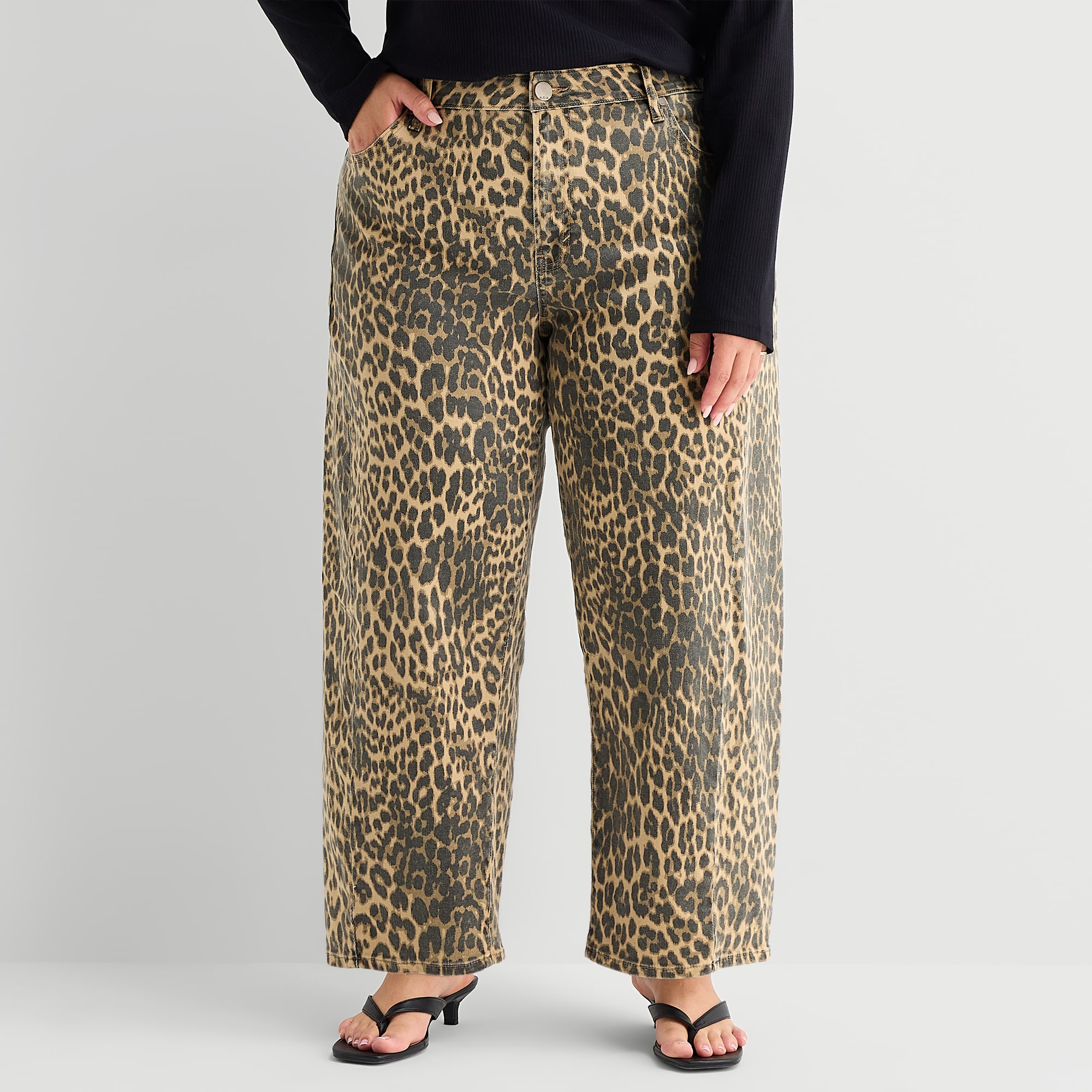 A.N.A Animal Womens Plus High Rise Barrel Jean