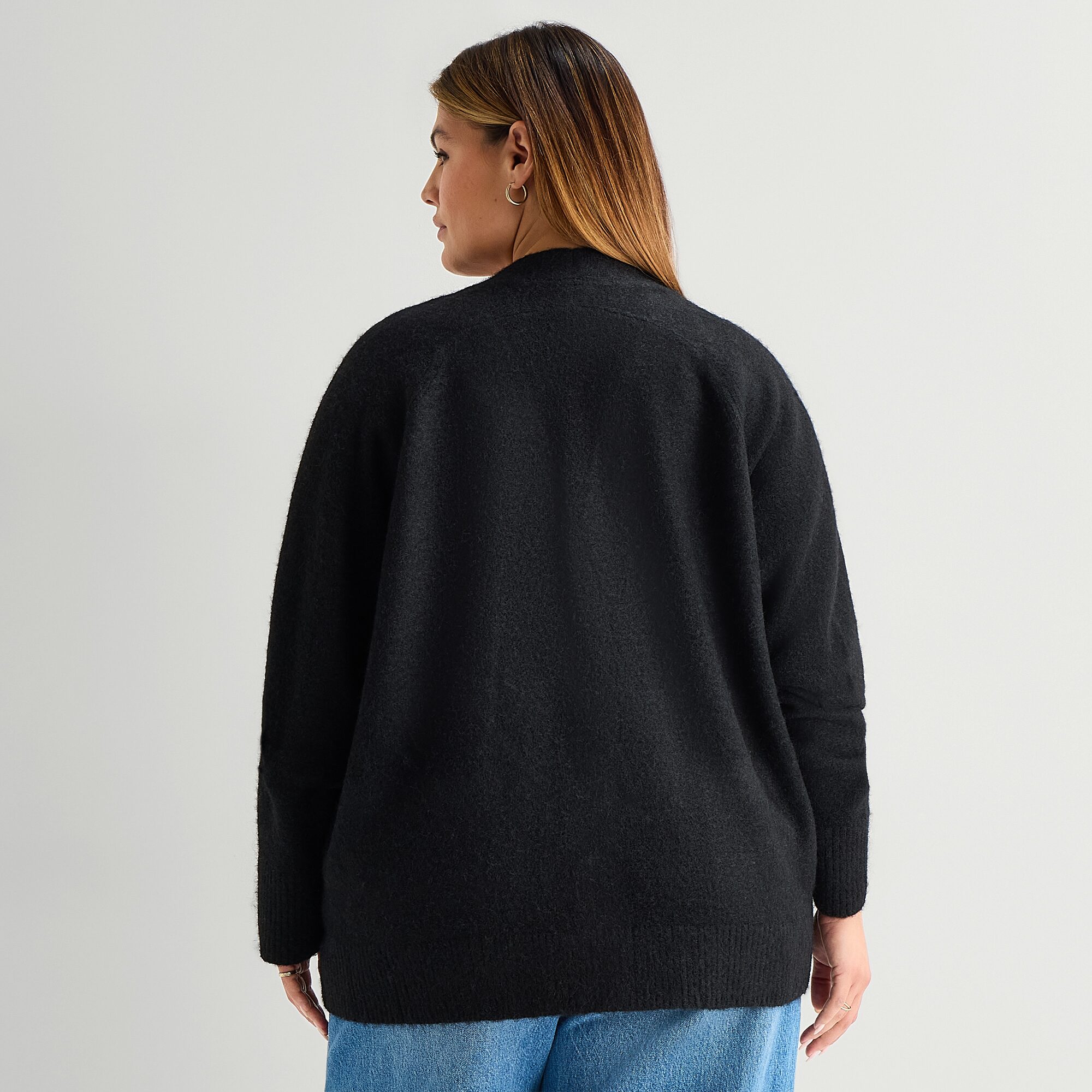 A.N.A Oversized Boyfriend Womens V Neck Long Sleeve Button Plus Cardigan