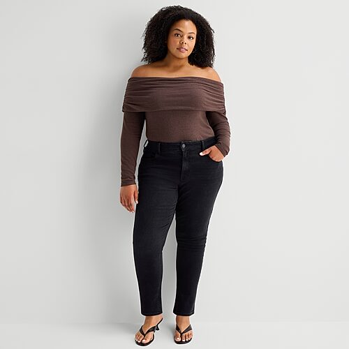 Ana Womens High Rise Skinny Fit Jean In Black
