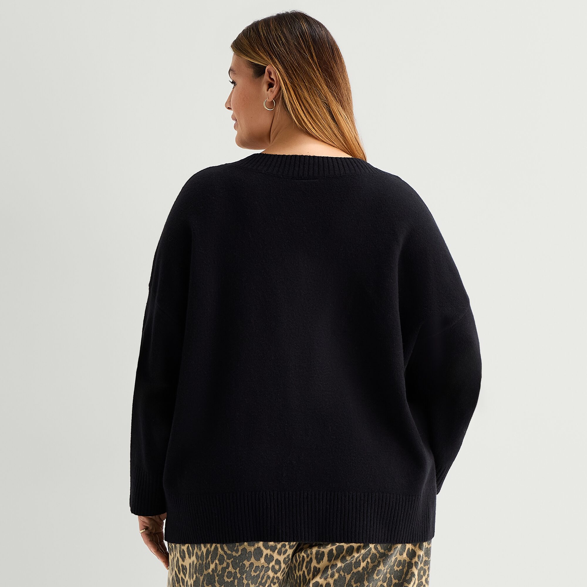 A.N.A Plus Womens V Neck Long Sleeve Pullover Sweater
