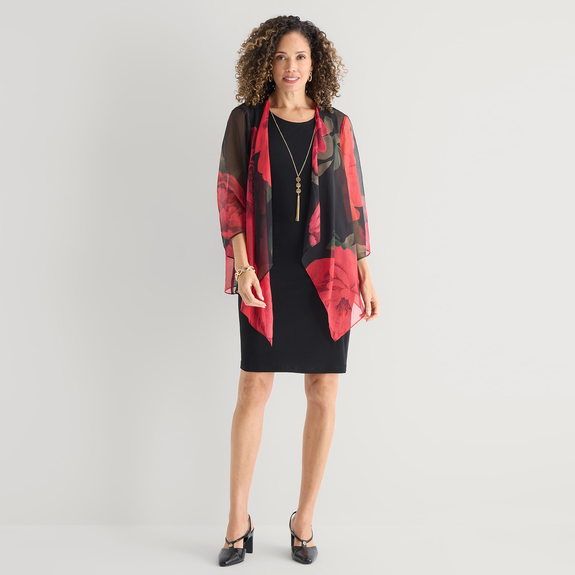 Studio 1 Womens Floral Jacket Dress