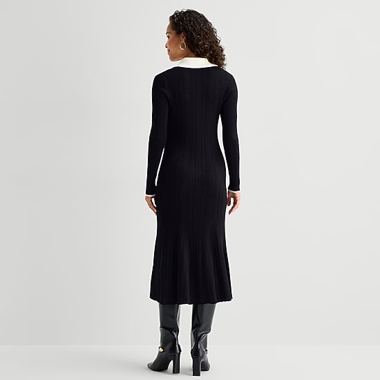 Maia Womens Long Sleeve Midi Sweater Dress