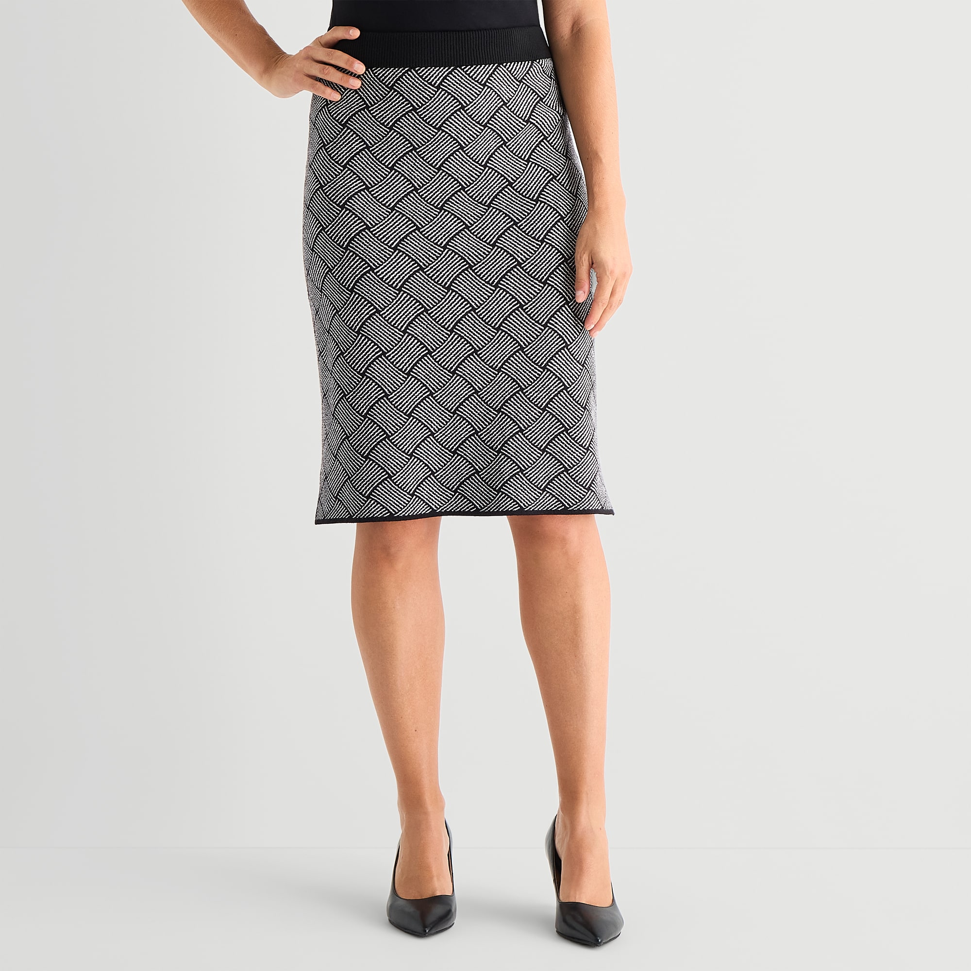 Black Label by Evan-Picone Womens Sweater Knit Pencil Skirt