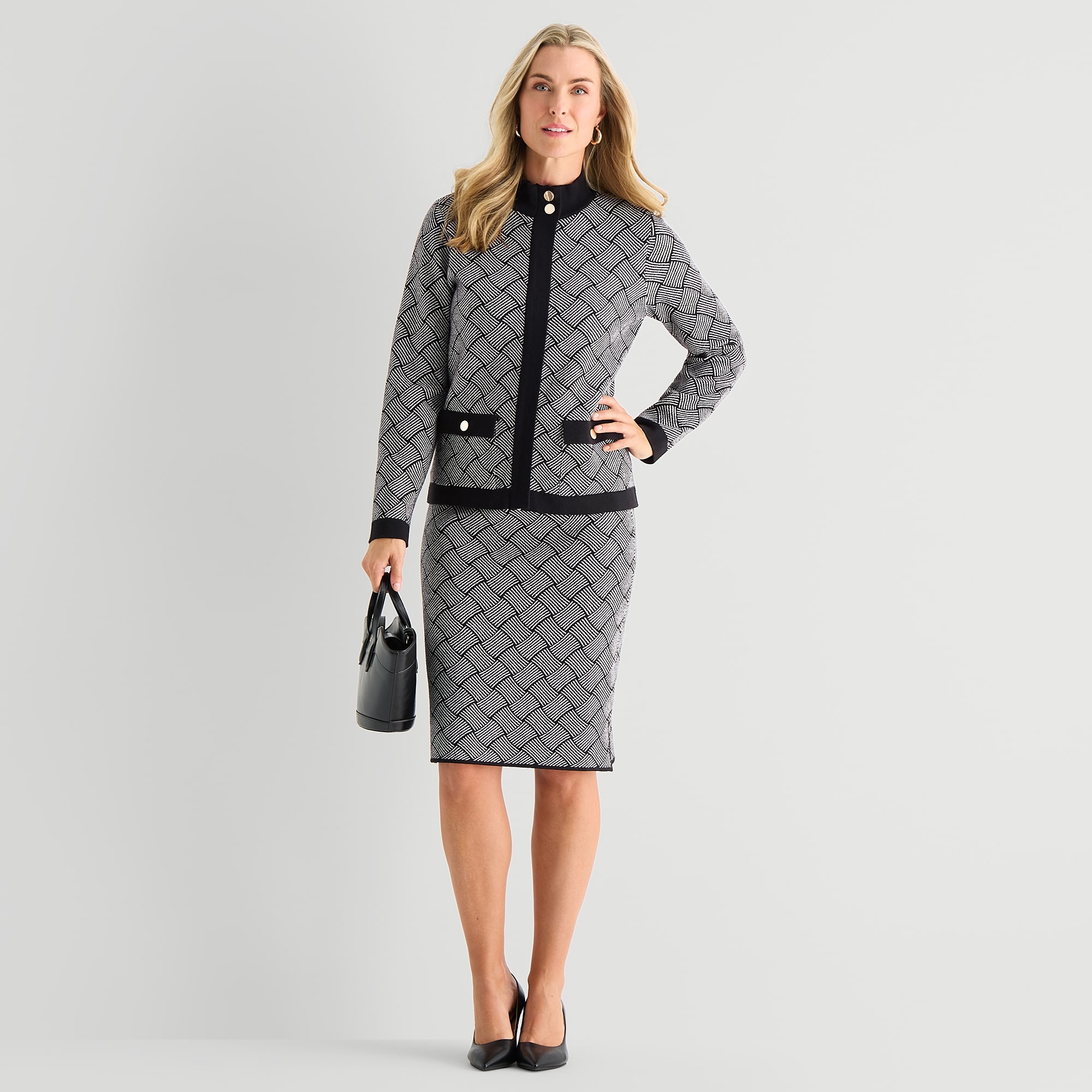 Black Label by Evan-Picone Womens Sweater Knit Pencil Skirt