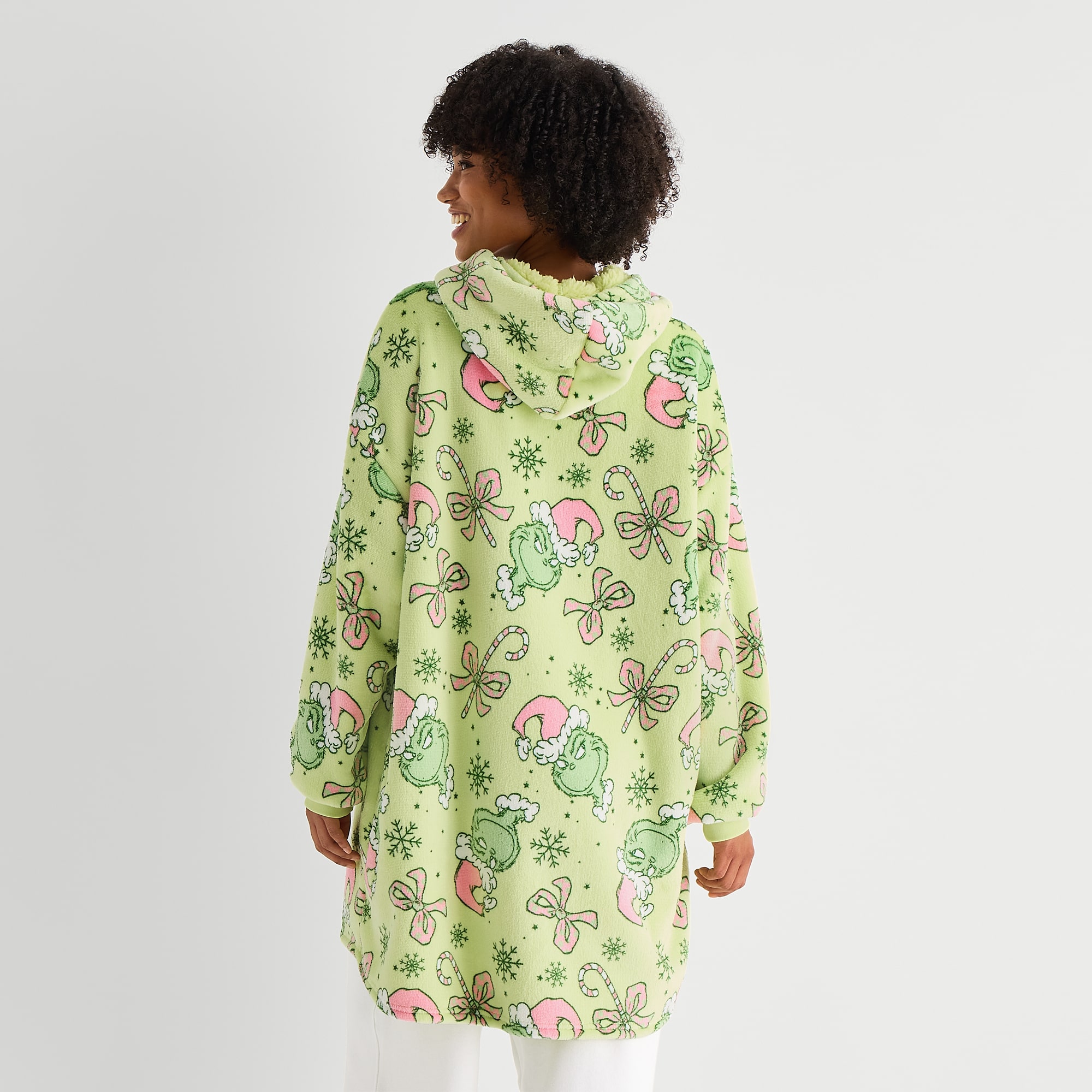 Womens Hooded Long Sleeve Grinch Sweatshirt