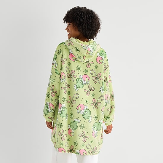 Womens Hooded Long Sleeve Grinch Sweatshirt