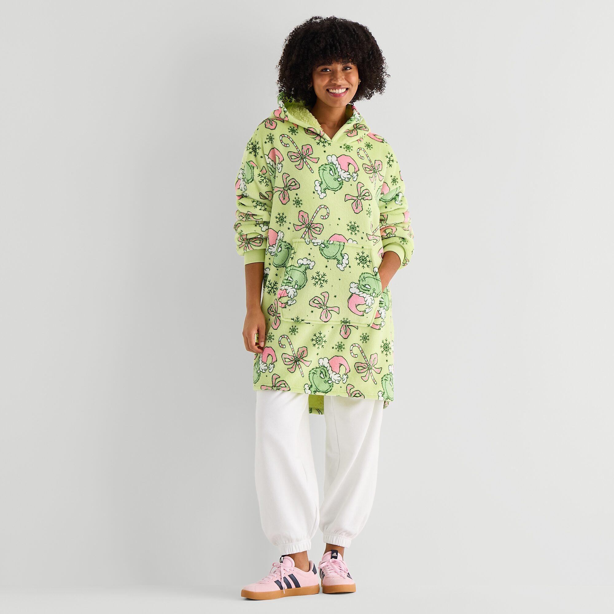 Womens Hooded Long Sleeve Grinch Sweatshirt