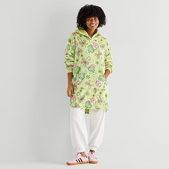 Womens Hooded Long Sleeve Grinch Sweatshirt
