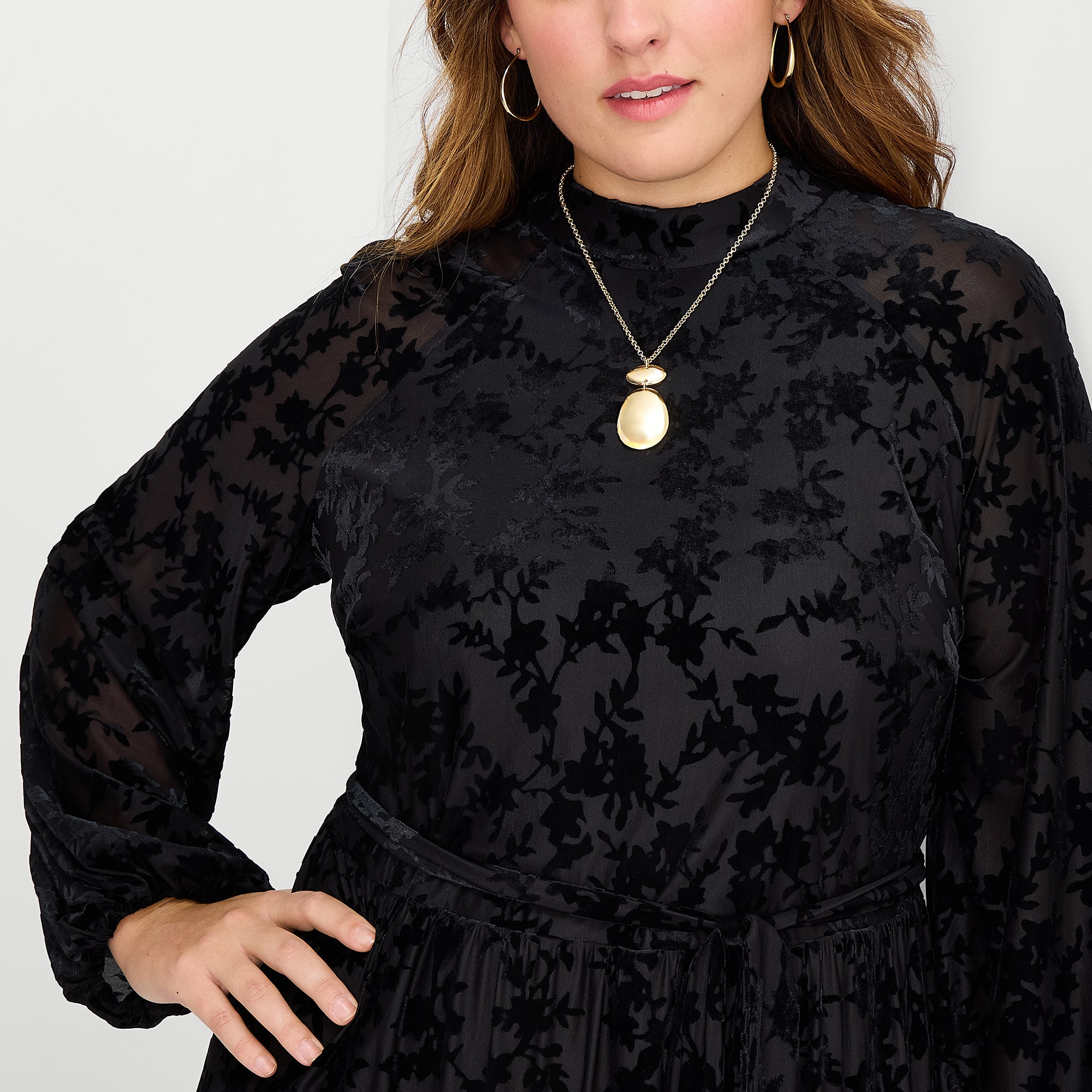 Melonie T Womens Plus Mock Neck Long Sleeve Raglan Maxi Dress