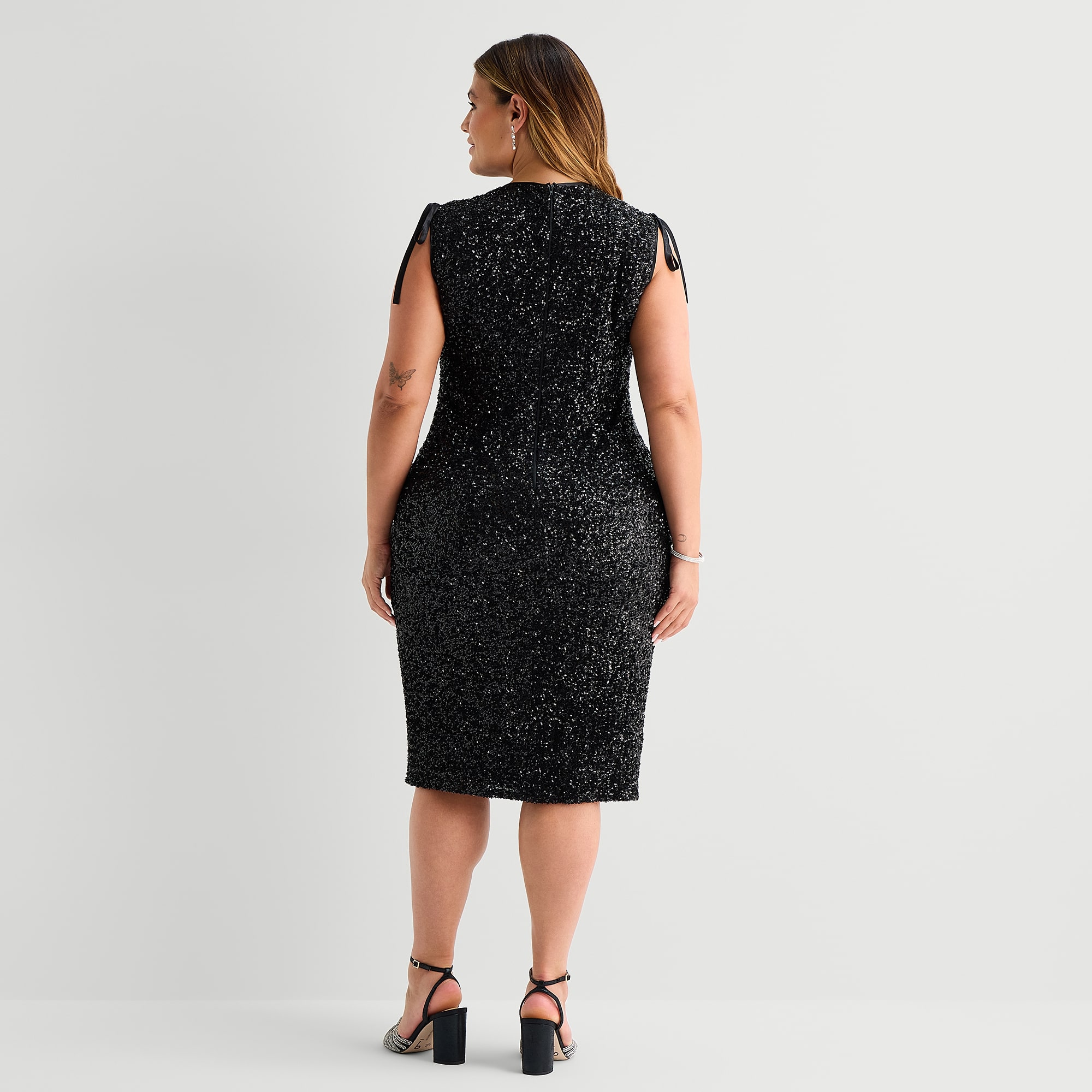 Premier Amour Womens Plus Midi Scoop Neck Sleeveless Sheath Dress