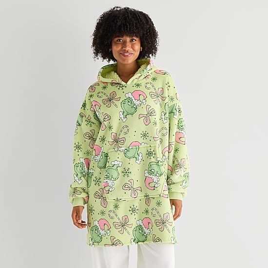 Womens Hooded Long Sleeve Grinch Sweatshirt