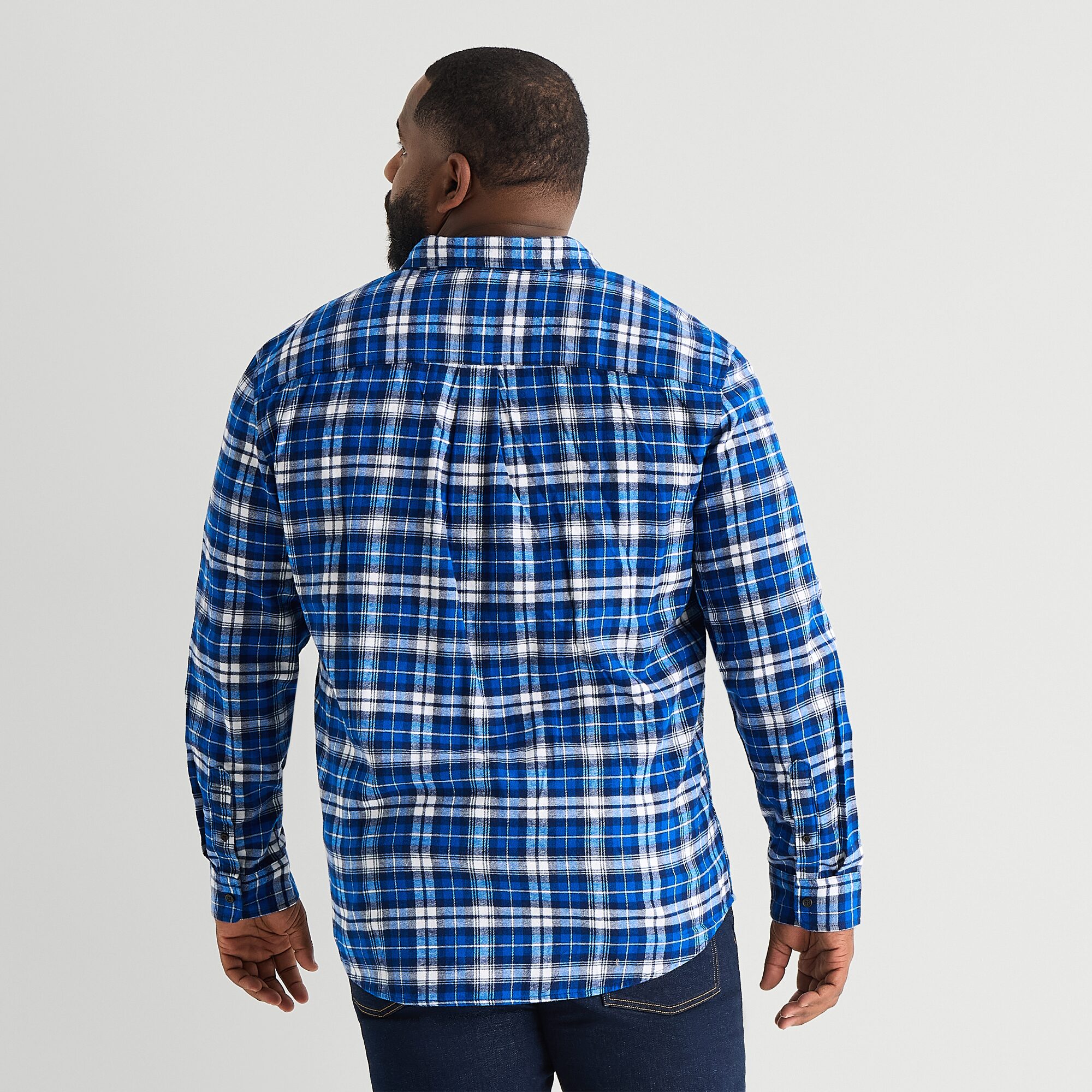 St. John's Bay Dexterity Mens Easy-on + Easy-off Long Sleeve Adaptive Classic Fit Big and Tall Flannel Shirt