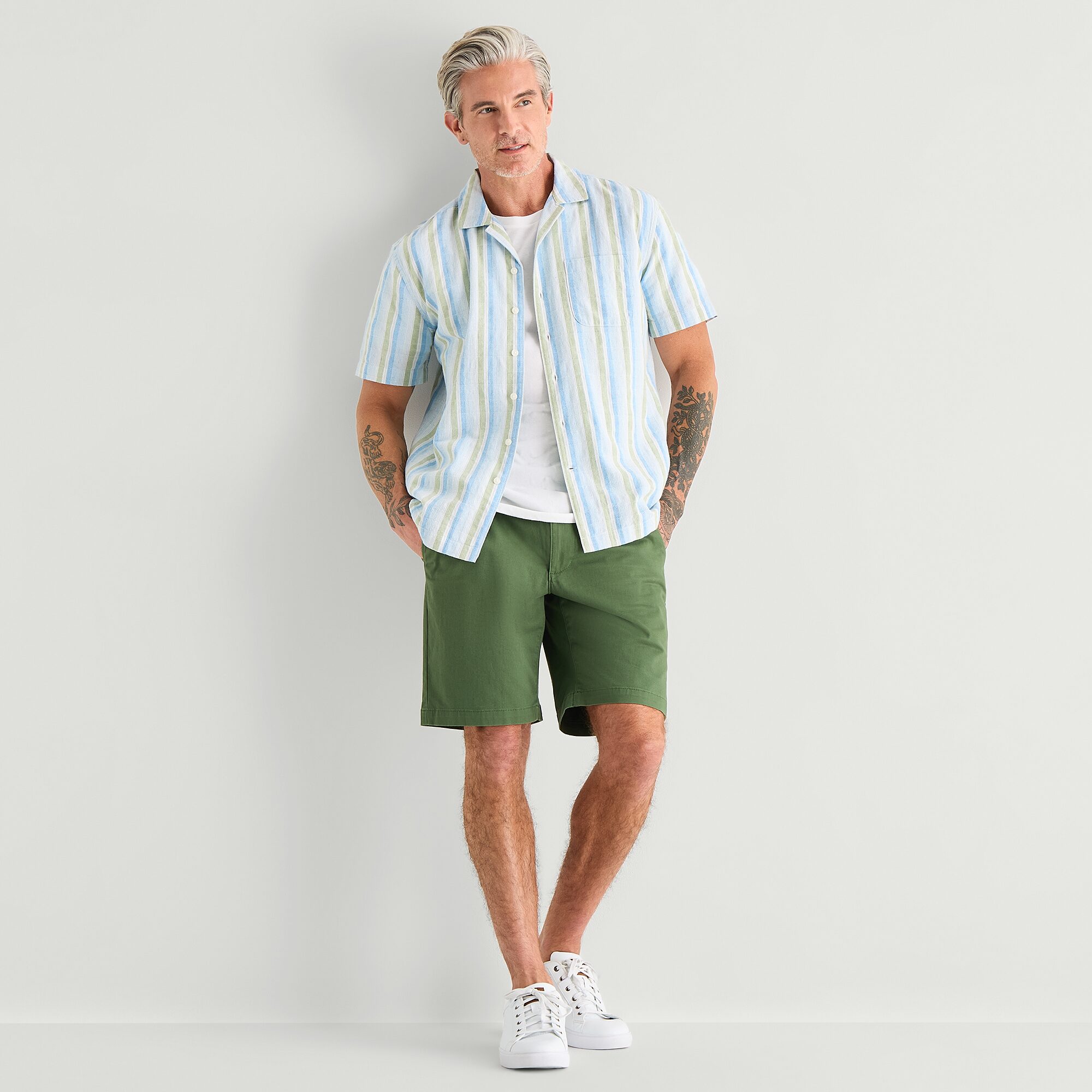 St. John's Bay Textured Mens Short Sleeve Camp Shirt