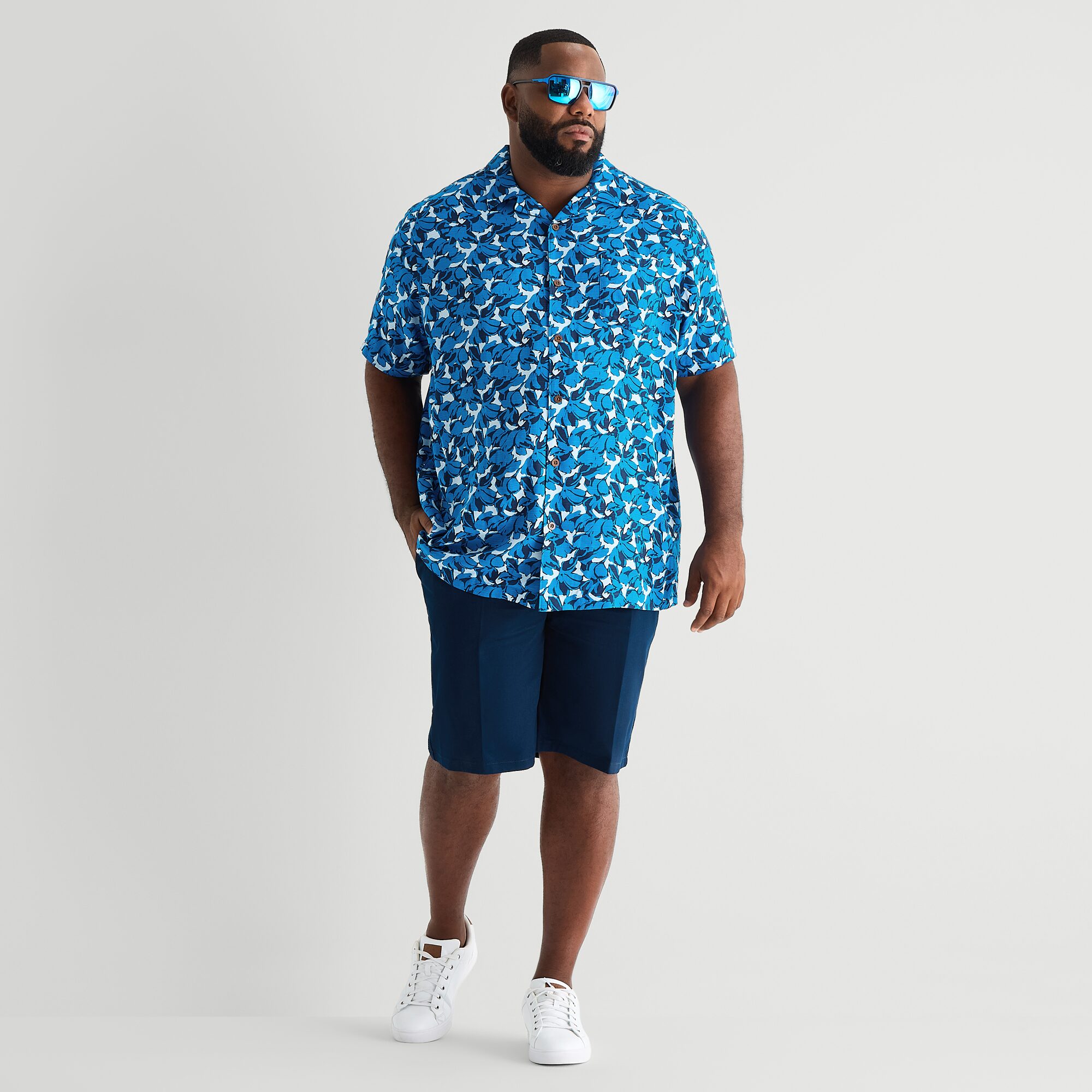 St. John's Bay Button-Down Mens Short Sleeve Breathable Big and Tall Camp Shirt