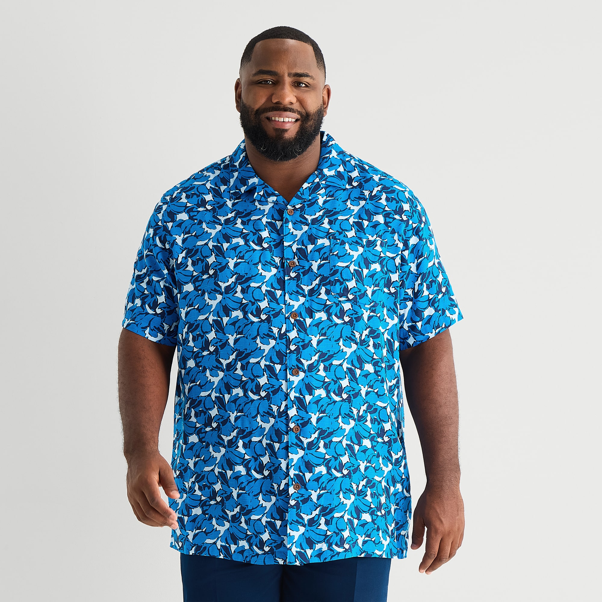 St. John's Bay Button-Down Mens Short Sleeve Breathable Big and Tall Camp Shirt