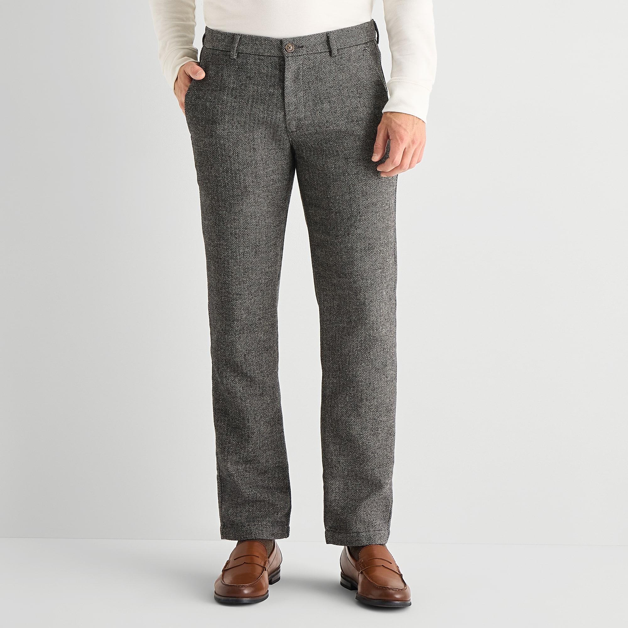 St. John's Bay Herringbone Mens Classic Fit Flat Front Pant