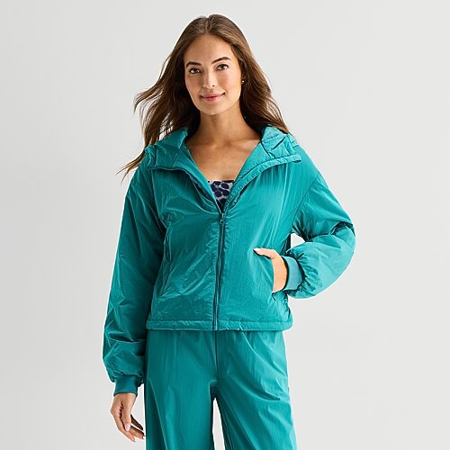 Xersion Womens Midweight Puffer Jacket In Blue