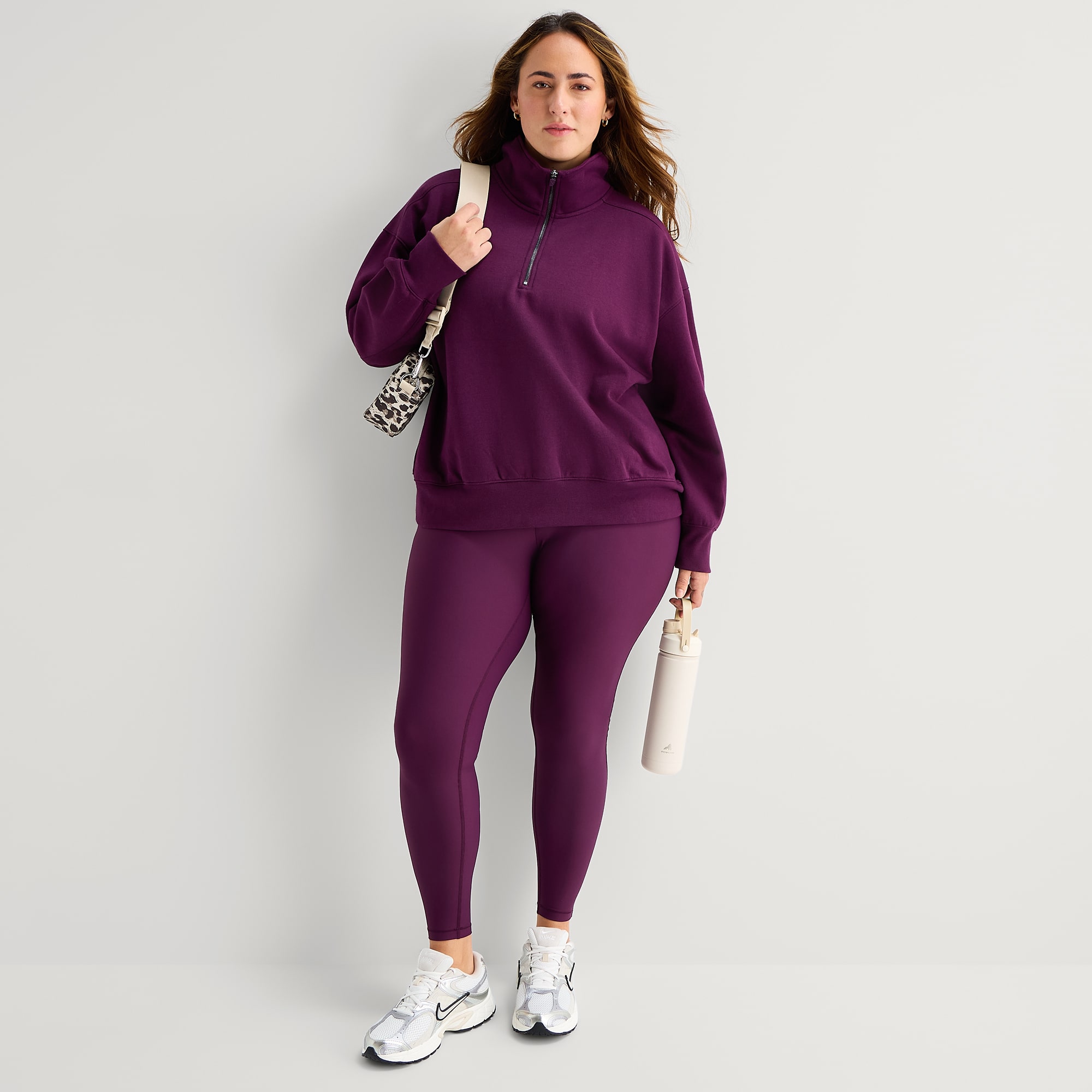Xersion Womens Mock Neck Long Sleeve Active Plus Quarter-Zip Pullover