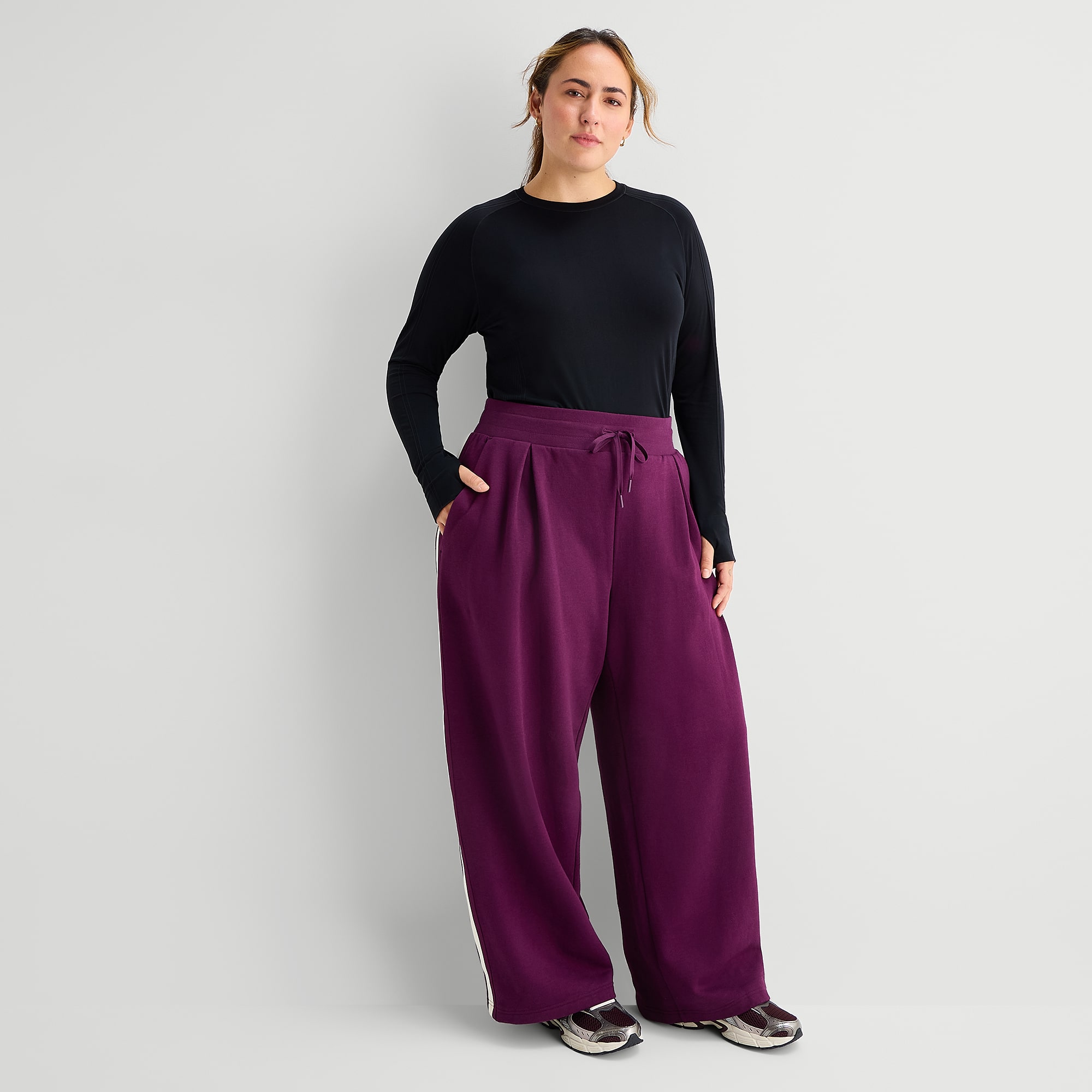 Xersion Womens Crew Neck Long Sleeve Active Plus T-Shirt