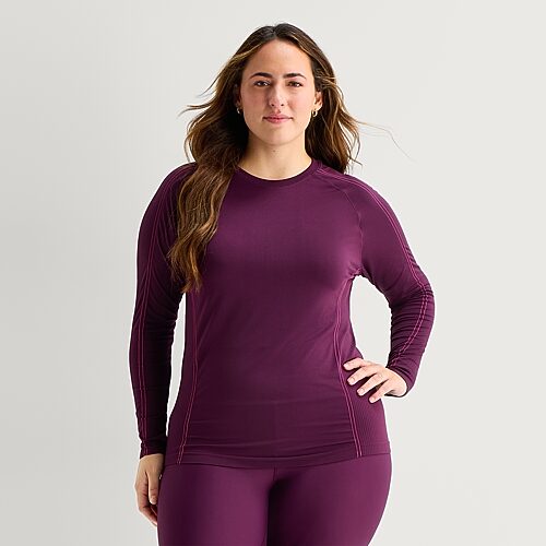 Xersion Womens Crew Neck Long Sleeve Active Plus T-shirt In Purple