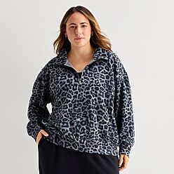 Xersion Womens Mock Neck Long Sleeve Active Plus Quarter-Zip