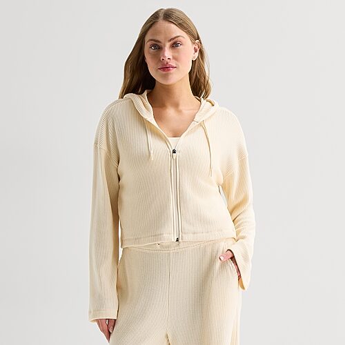 Xersion Womens Long Sleeve Zipper Active Hoodie In White