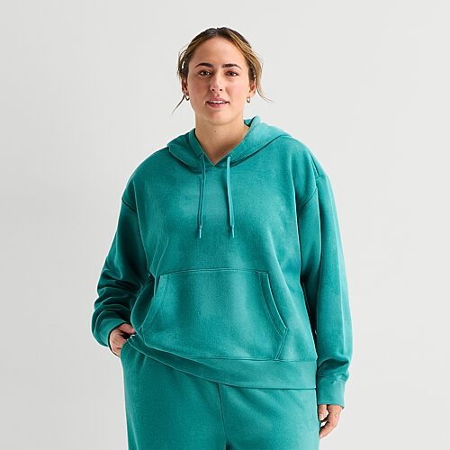 Xersion Womens Long Sleeve Active Plus Hoodie In Blue