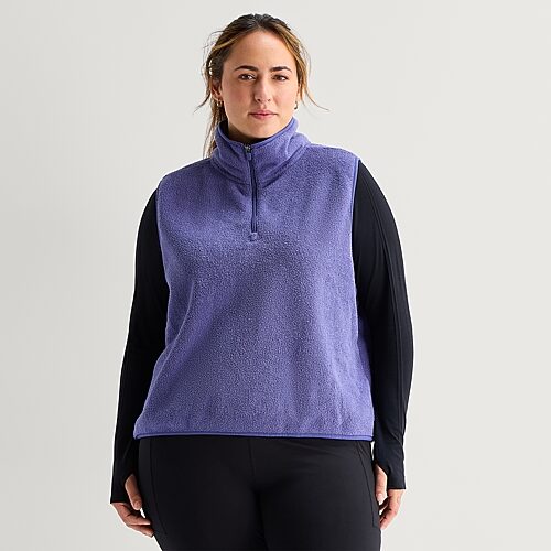 Xersion Fleece Vest Plus In Blue