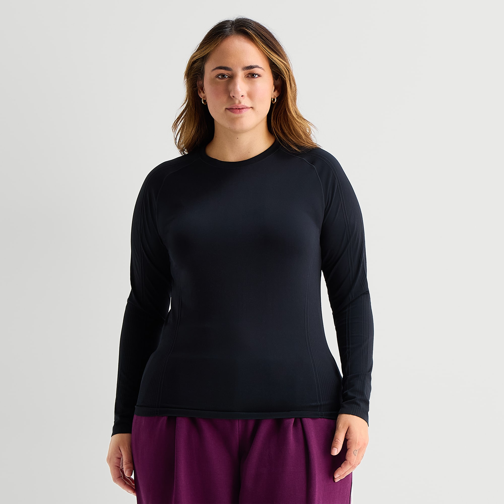 Xersion Womens Crew Neck Long Sleeve Active Plus T-Shirt