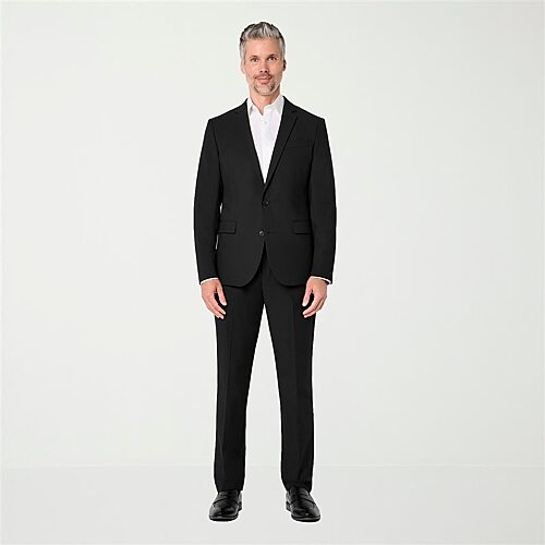 J. Ferrar Ultra Comfort Mens Stretch Fabric Super Slim Fit Flat Front Suit Pant, 36 32, Black