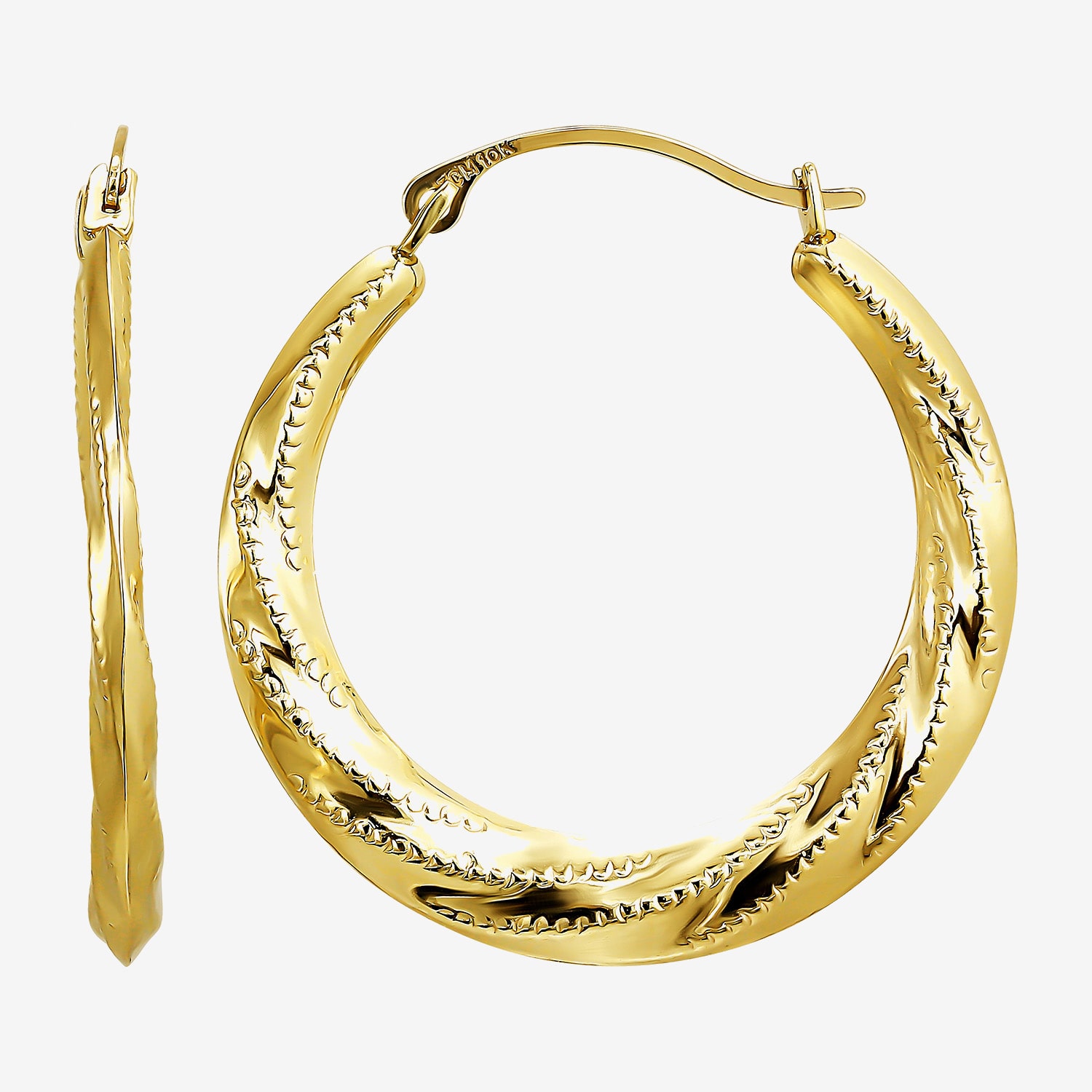 Womens 10K Gold 23mm Round Hoop Earrings