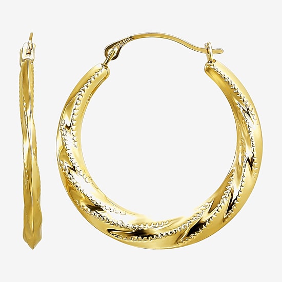 Womens 10K Gold 23mm Round Hoop Earrings