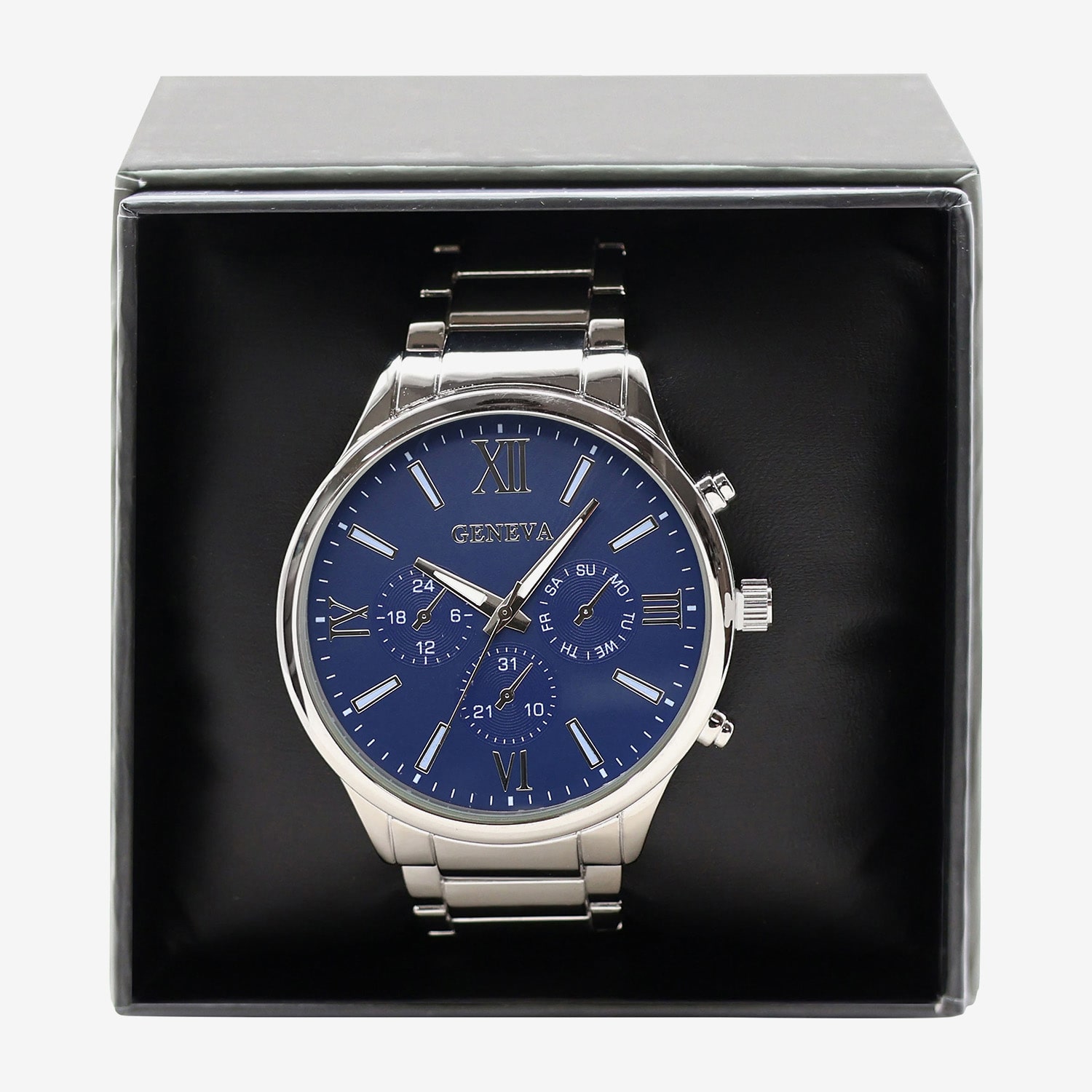 Geneva Mens Geneva Mens Silver Tone Bracelet Watch Mac8185jc