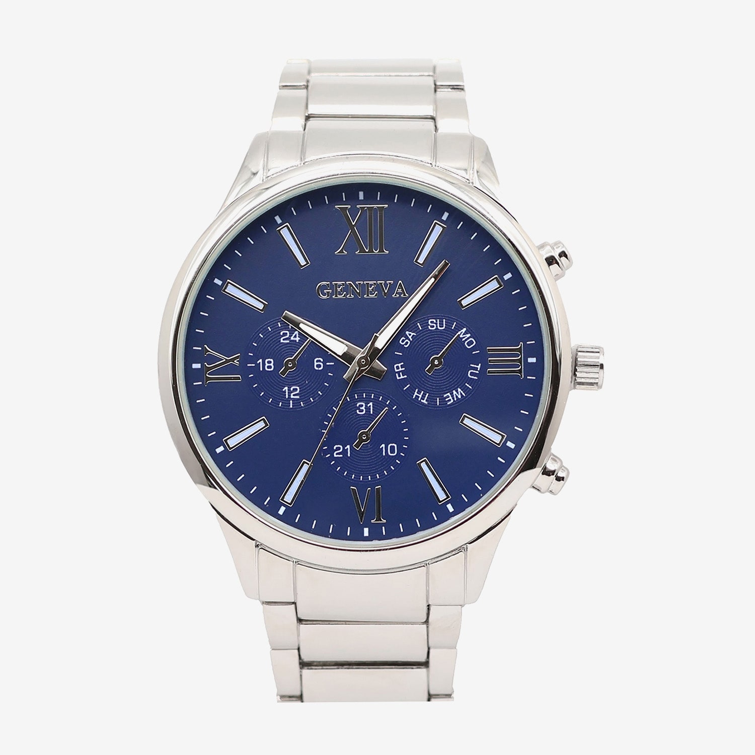 Geneva Mens Geneva Mens Silver Tone Bracelet Watch Mac8185jc