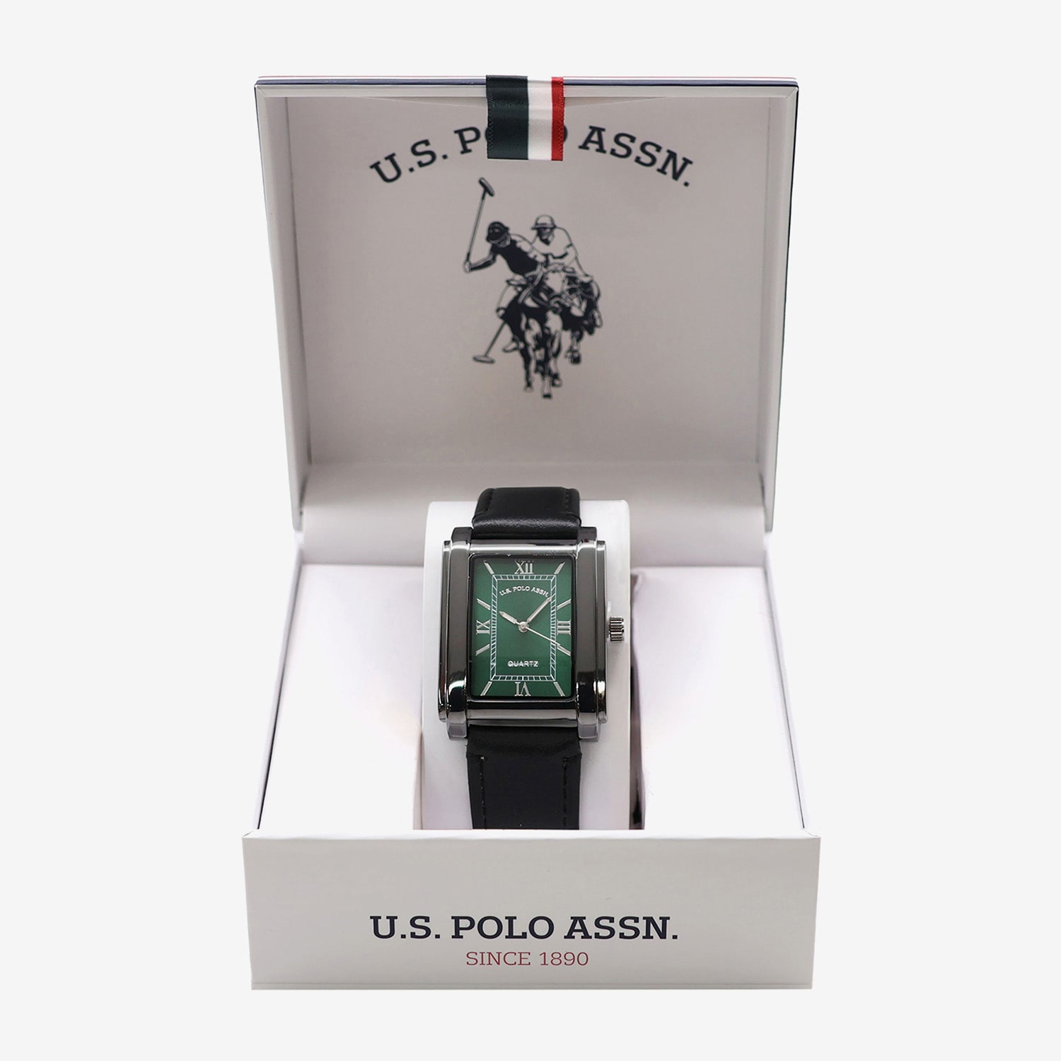 U.S. Polo Assn. Uspa Mens Black Leather Strap Watch Usc50752jc