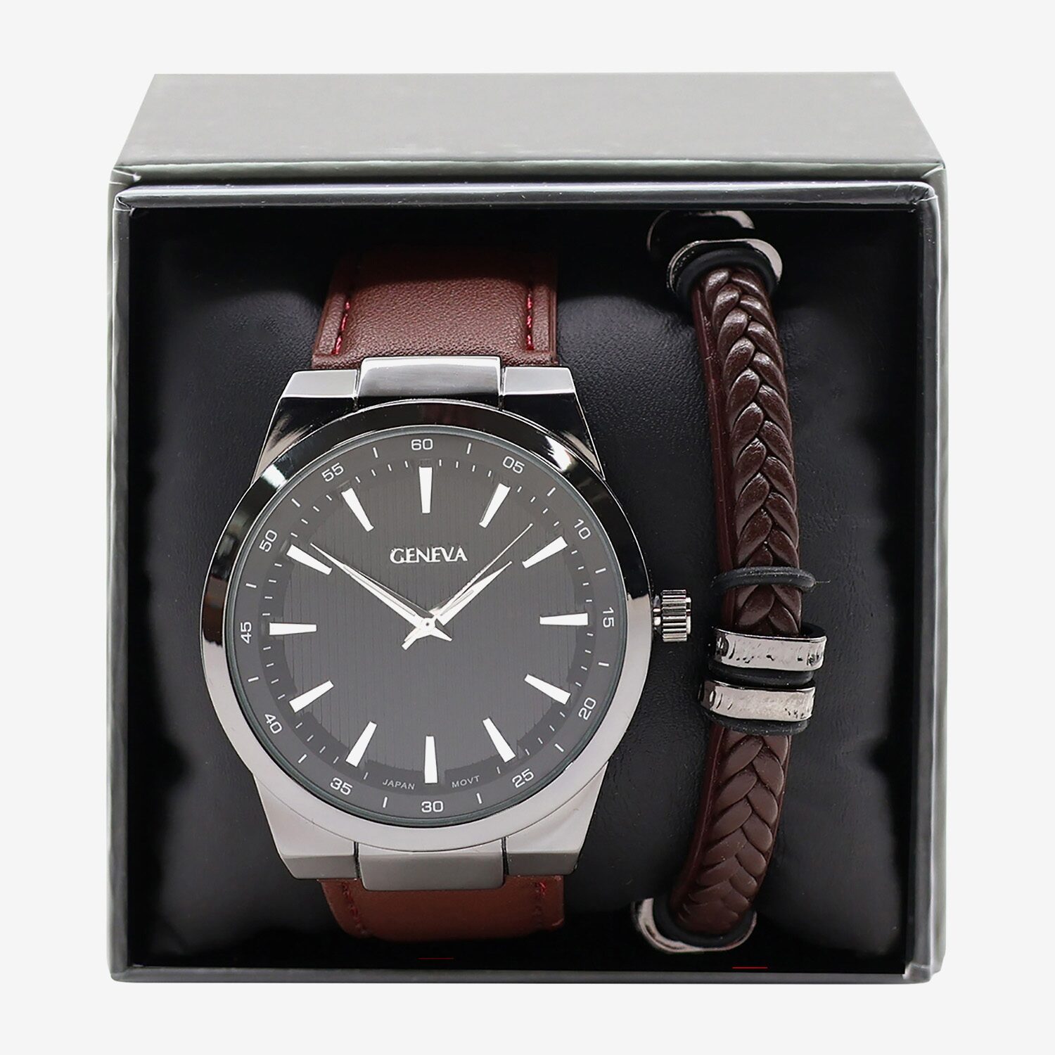 Geneva Mens Geneva Mens Brown Leather 2-pc. Watch Boxed Set Mac8187jc