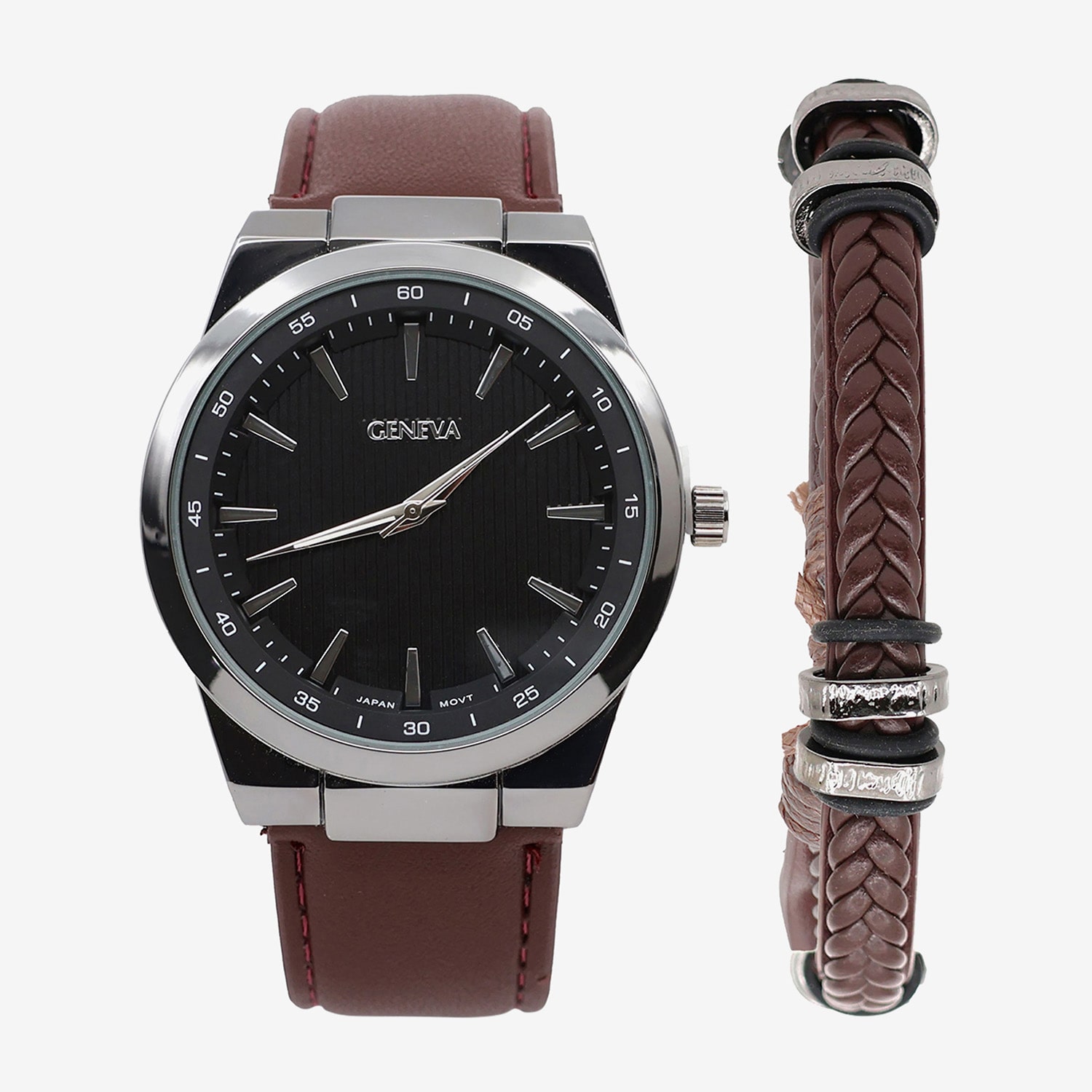 Geneva Mens Geneva Mens Brown Leather 2-pc. Watch Boxed Set Mac8187jc