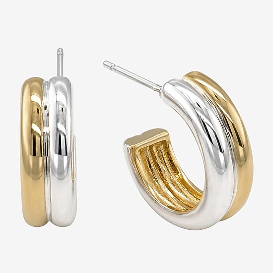 Sparkle Allure Sparkle Allure Womens Cubic Zirconia 14K Gold Over Brass 2 Pair Earring Set