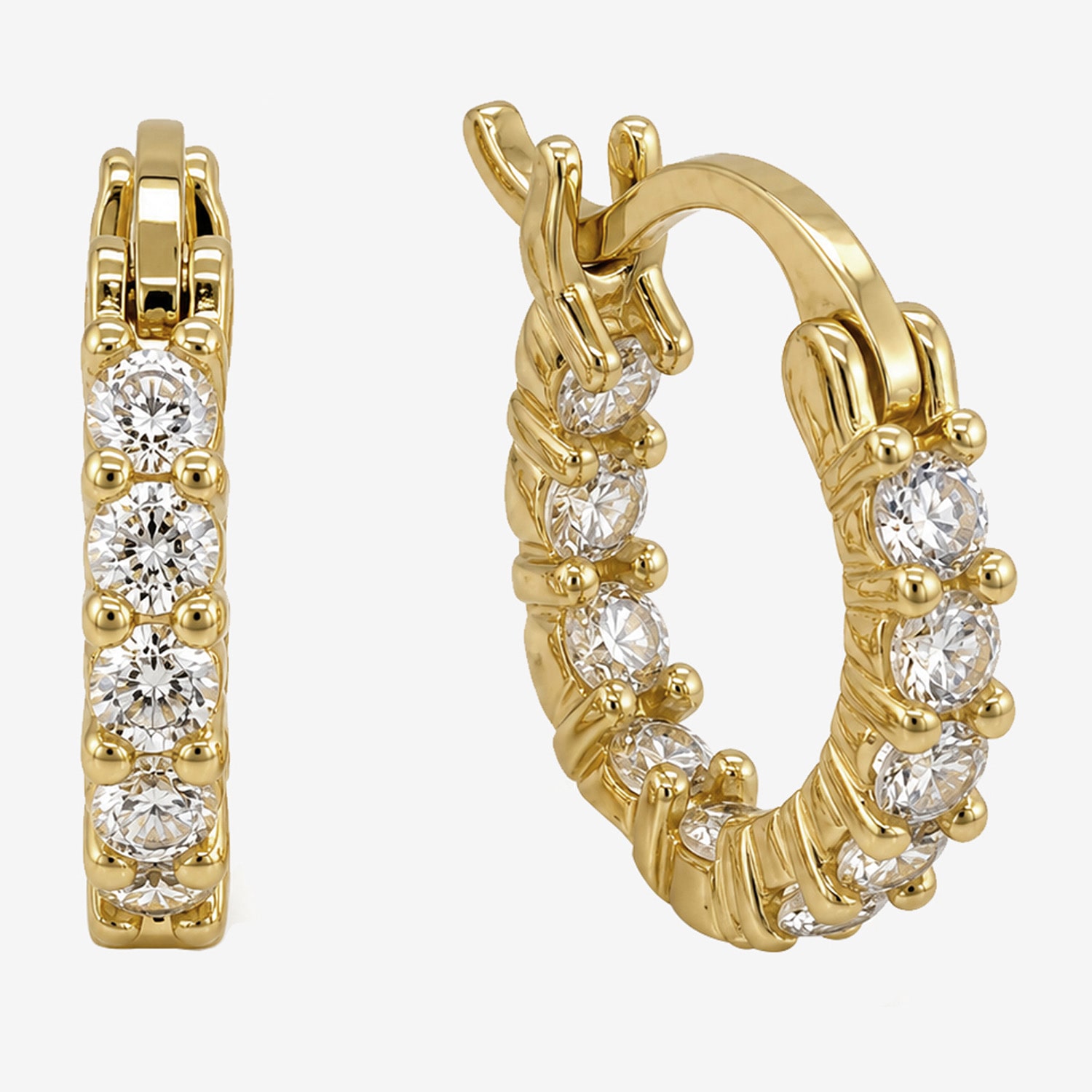 Sparkle Allure Sparkle Allure Womens Cubic Zirconia 14K Gold Over Brass Round 2 Pair Earring Set