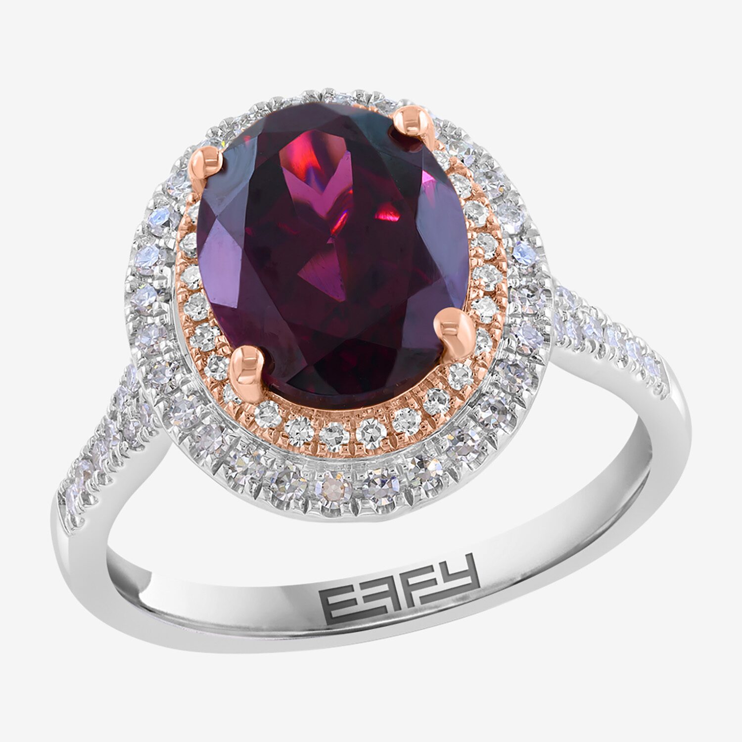 Effy Final Call Limited Quantities! Womens 1/3 CT. T.W. Genuine Red Rhodolite 14K White Gold Oval Cocktail Ring